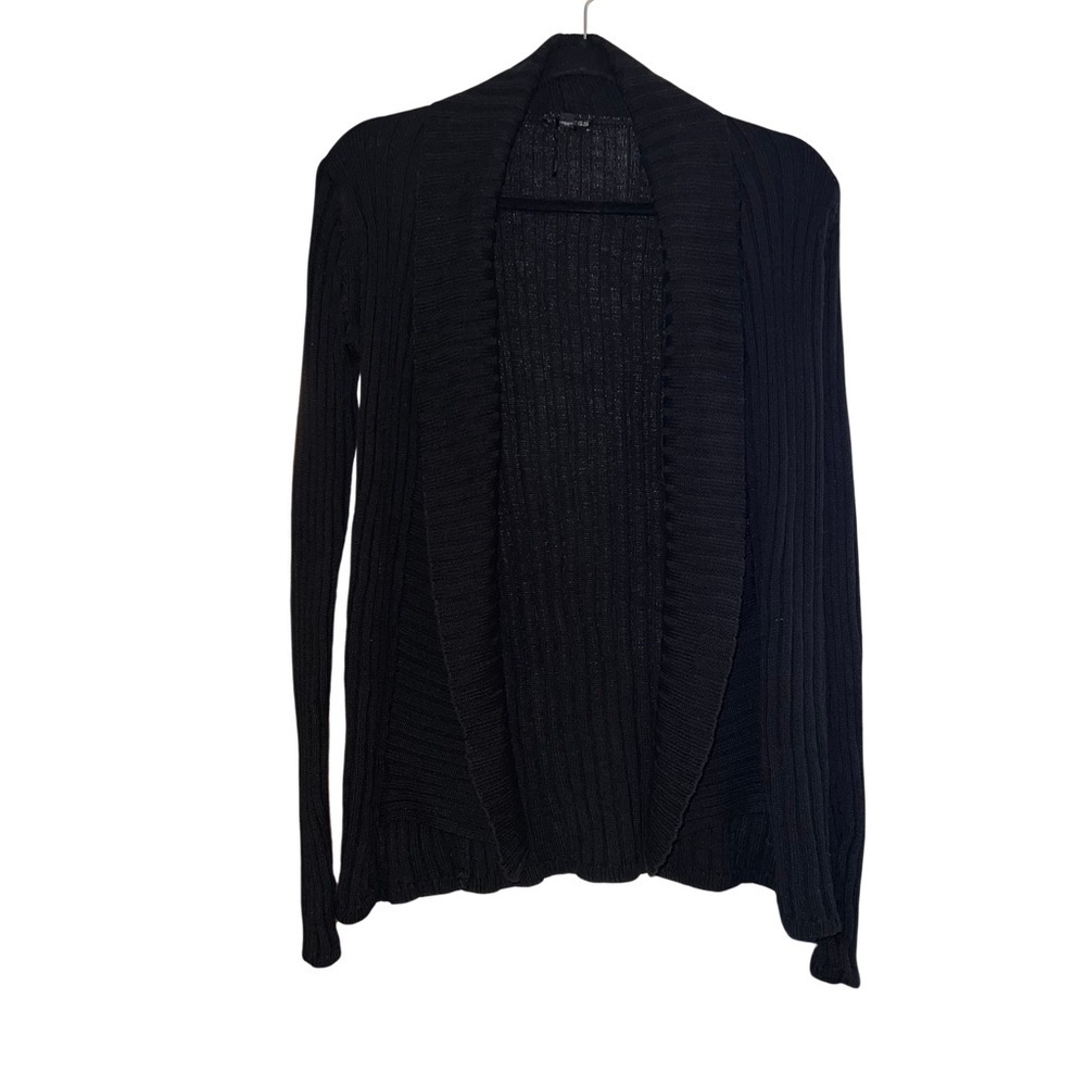 Express Womens Cardigan Sweater Black Long Sleeve Open Front Ribbed Knit SMALL - Picture 4 of 6